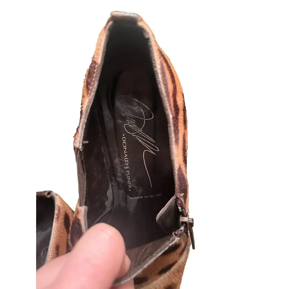 Donald J Pliner Lexy Animal Print Cheetah Kitten Heel Shoes Side Zip Spain 5.5M - Picture 7 of 12